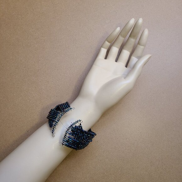 Beaded Cuff Bracelet (blue/purple) - Picture 3 of 4